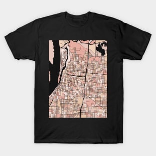 Memphis Map Pattern in Soft Pink Pastels T-Shirt